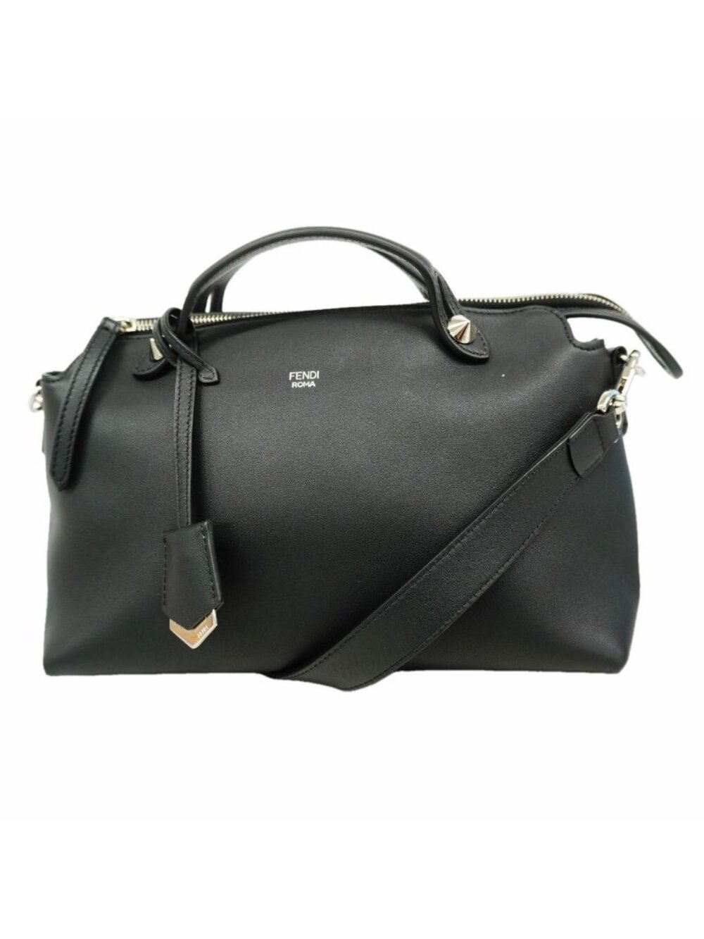 Fendi Handbag by the Way Leather Black Silver 2-Way Bag